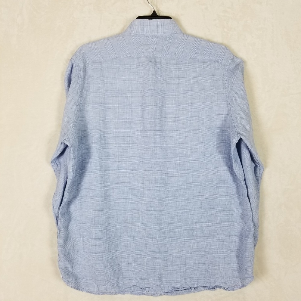 Banana Republic Button Down Men XL Blue Tailored Slim Linen Long Sleeve Shirt - Picture 2 of 8
